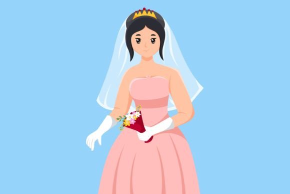 Cute Bride Wedding Dress Illustration: A Designer's Delight