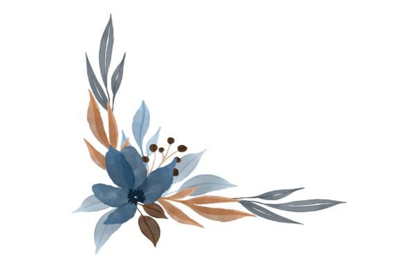 Elegant Blue Floral Frame for Wedding Invitation & Design