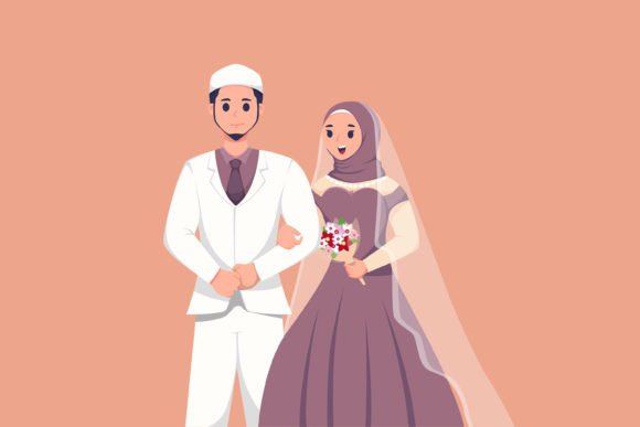 Elegant Islamic Wedding Character Design for Modern Branding