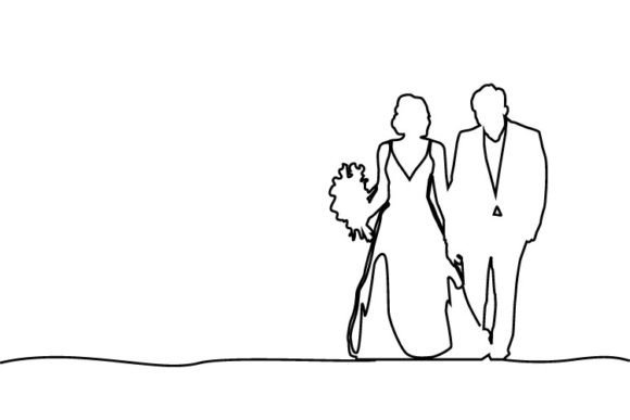 Elegant Line Art Wedding Couple Designs