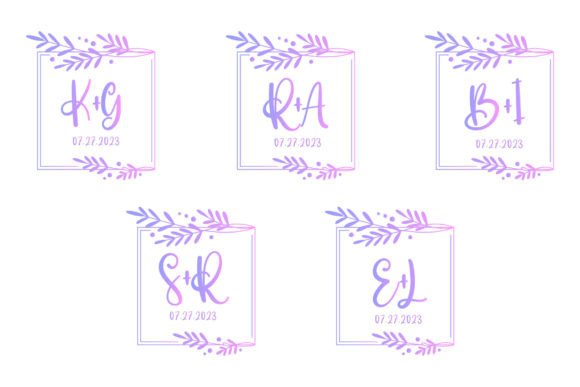 Elegant Monogram Wedding Border Set for Design Projects