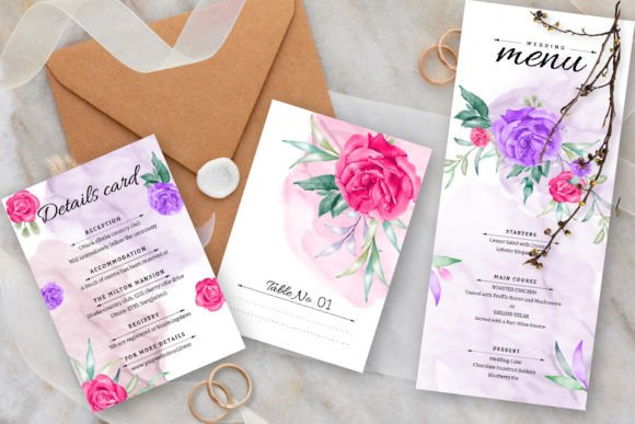 Elegant Watercolor Floral Wedding Graphic for Modern Design
