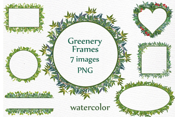 Elegant Watercolor Greenery Frames for Creative Design