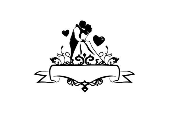 Elegant Wedding Silhouette Couple Banner Decor for Designers