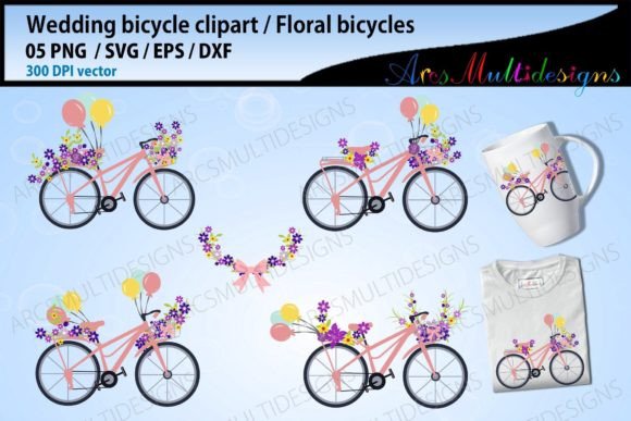 Floral Bicycle SVG: Elegant Wedding Cycle Design