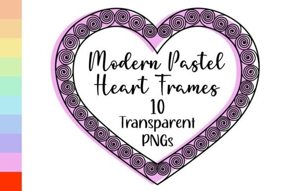 Modern Wedding Pastel PNG Heart Frames for Designers