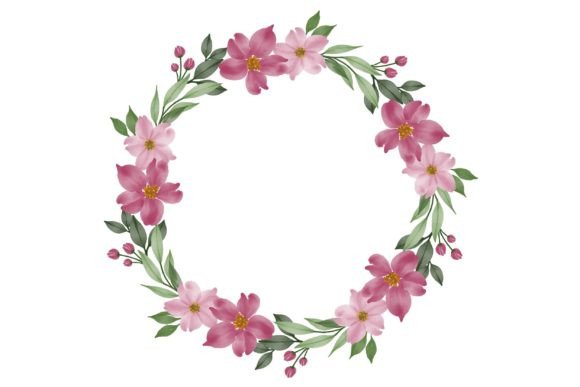 Pink Floral Wreath for Wedding Card & Design