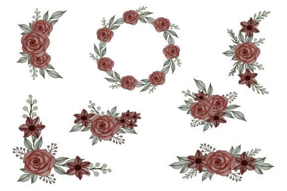 Red Roses Frame for Wedding Card & Floral Illustration