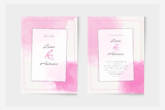 Watercolor Simple Pink Floral Wedding Design Assets