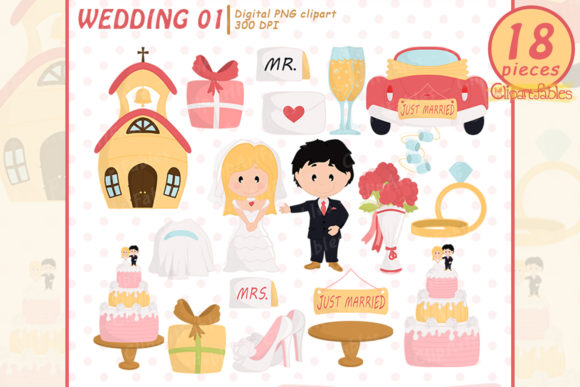 Wedding Clipart: Elevate Designs with Just Married Graphics
